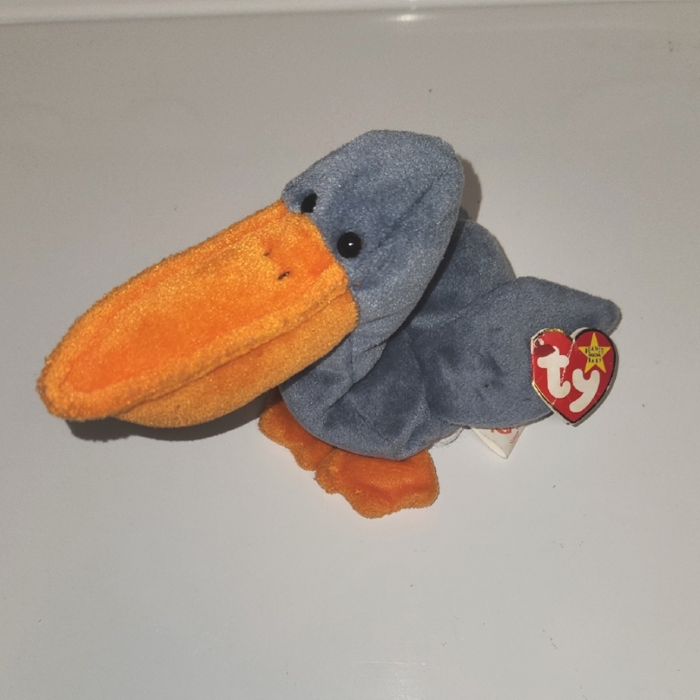 Ty Beanie Baby Scoop Plush - Gray and Orange